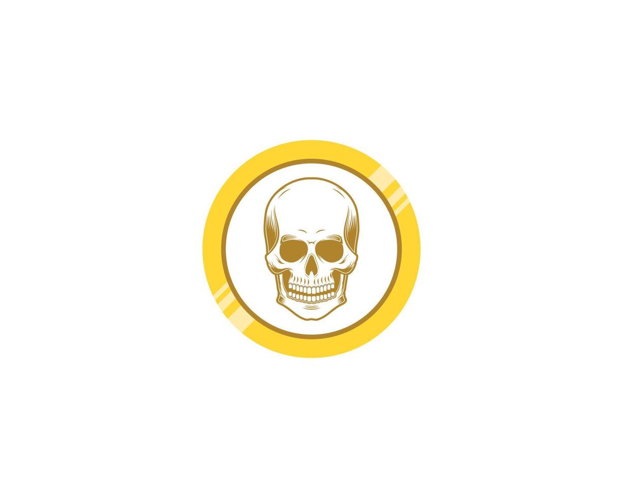 Skull head inside the coin logo vector