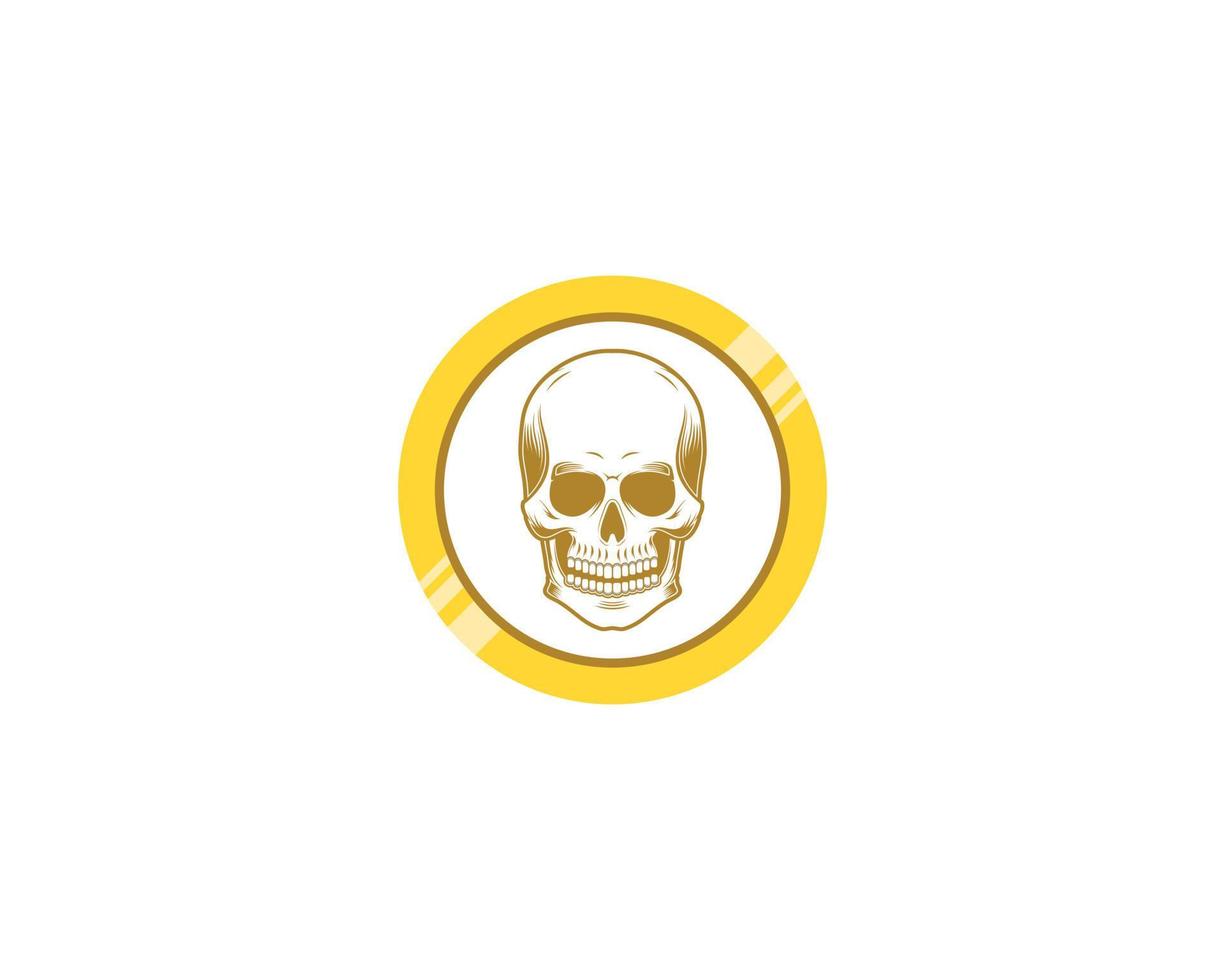 Skull head inside the coin logo vector