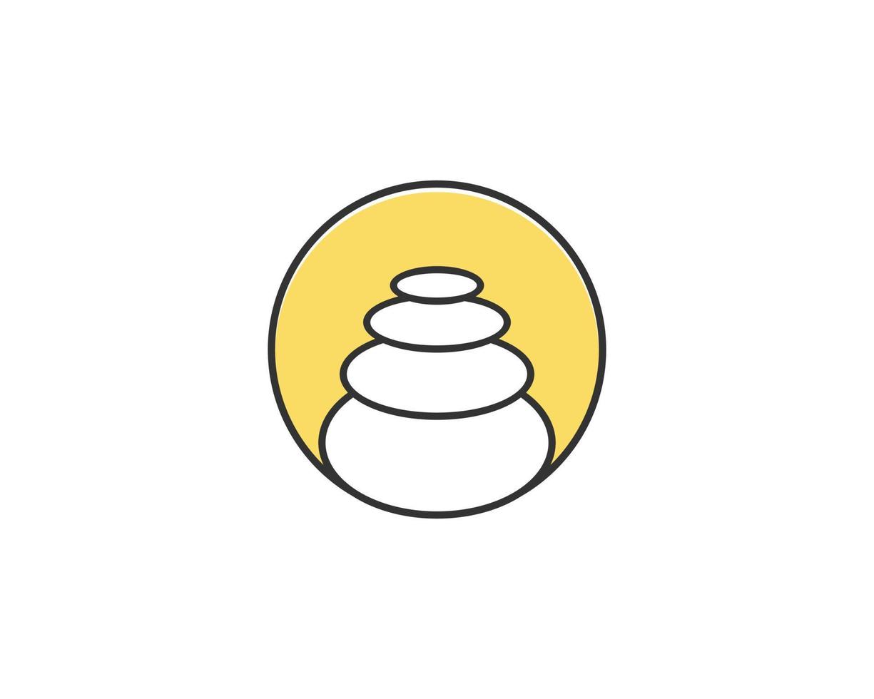 Zen stone balance in circle line logo vector