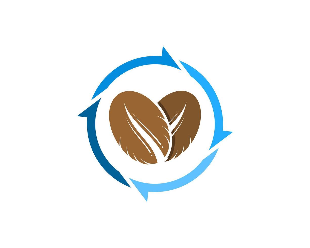 Circular arrow with coffee beans inside vector