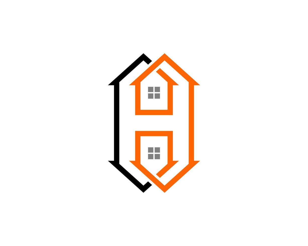 H Letter with house shape logo vector