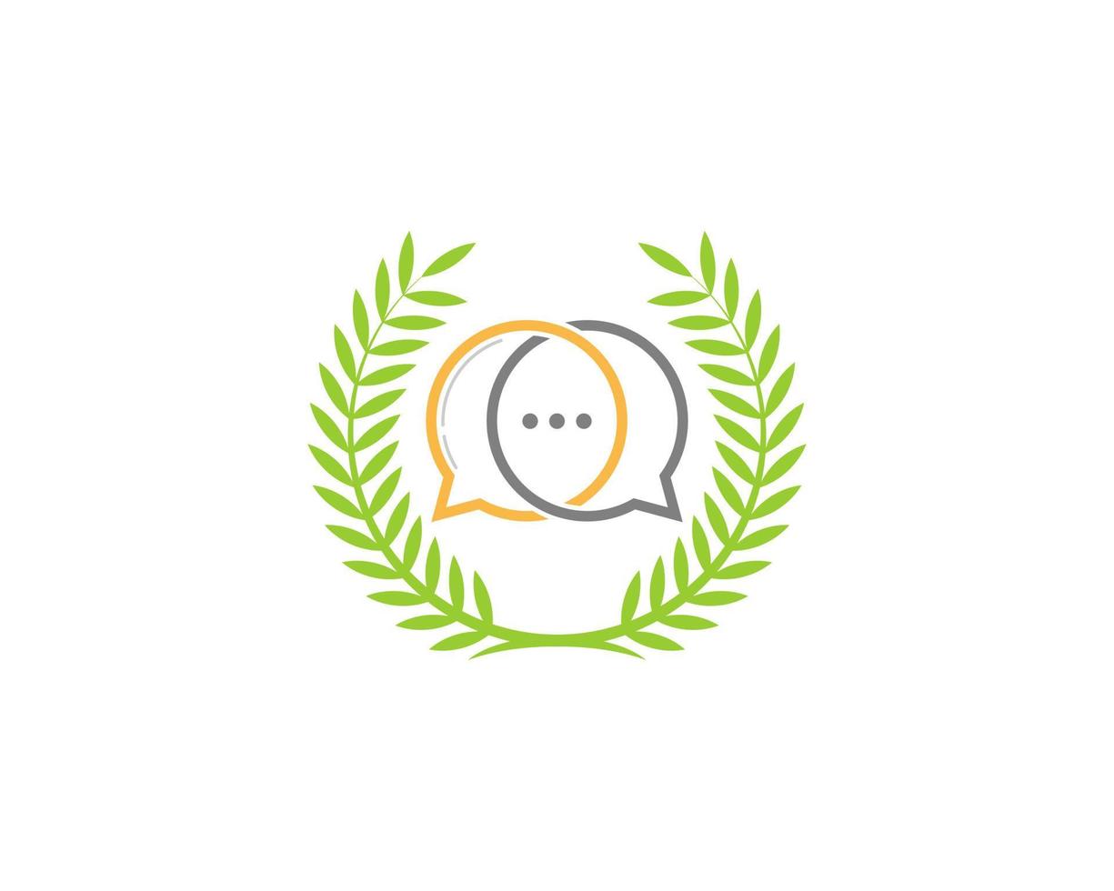 Bubble chat in the wheat leaf logo vector