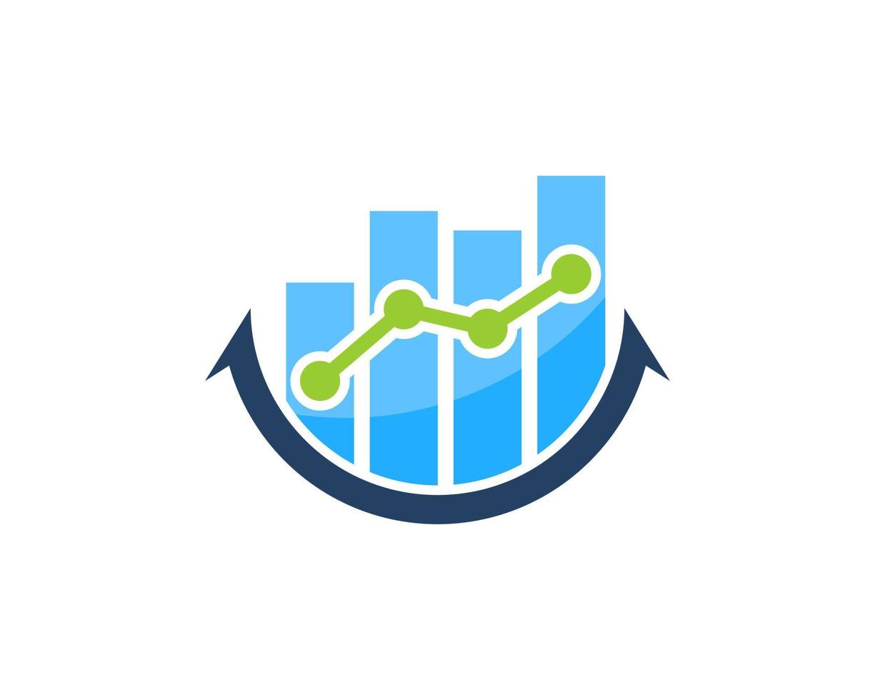 Circular arrow up with financial chart bar vector