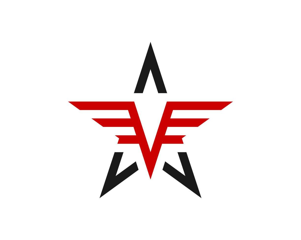 Abstract star shape with wings and V letter initial inside vector