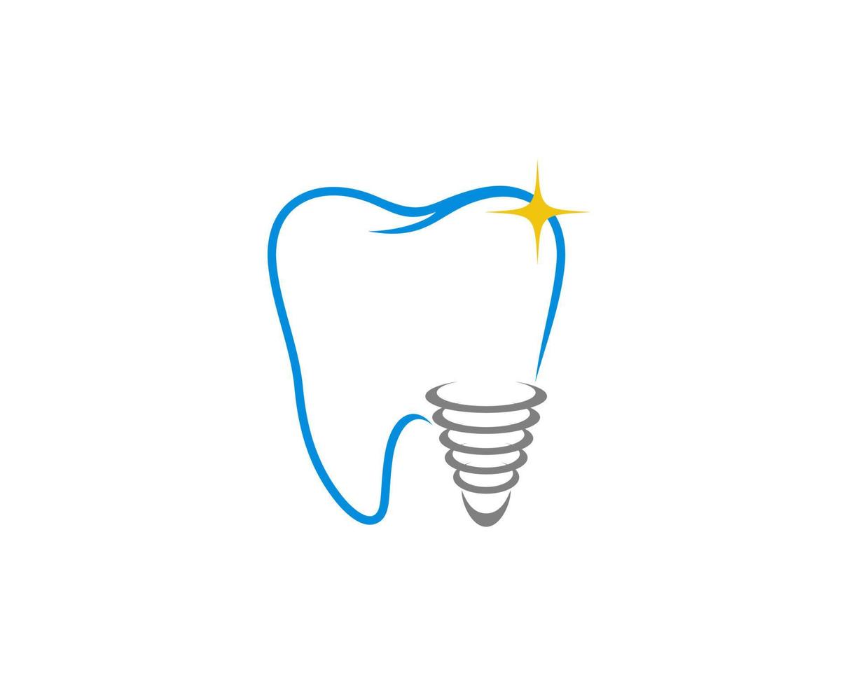 dientes limpios con logo de implante vector