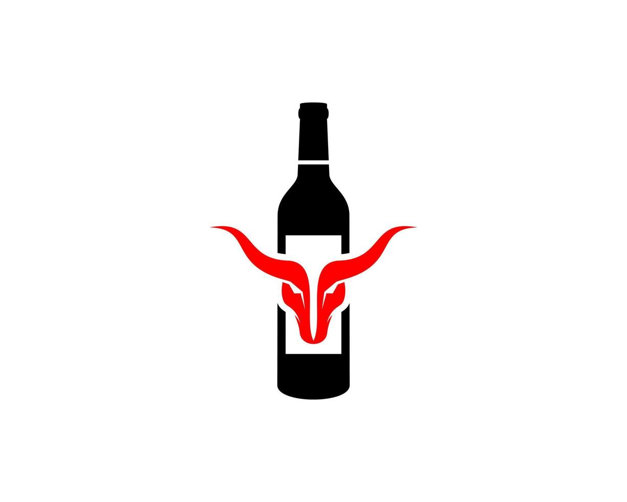 Wine bottle and bull head inside vector