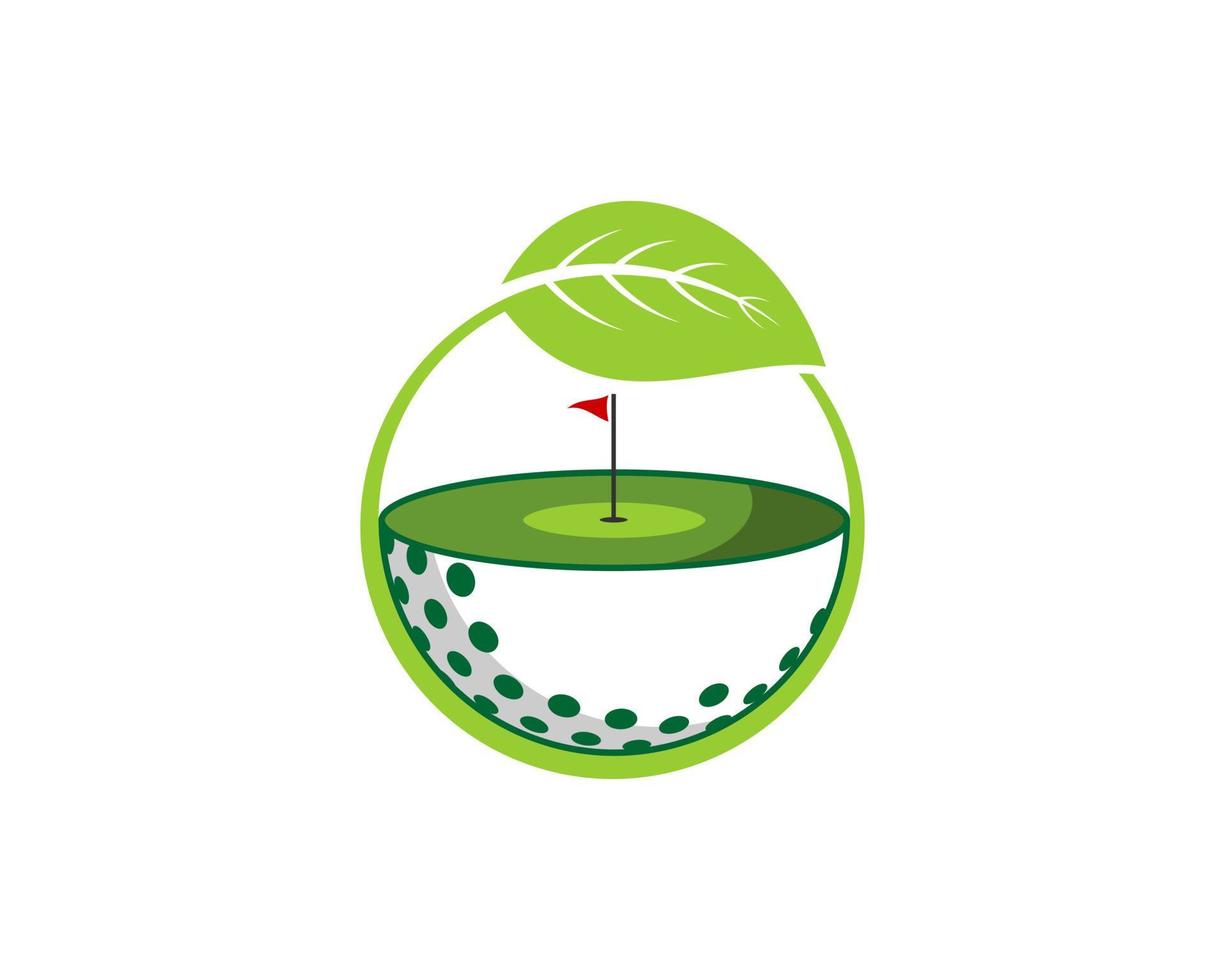 Half golf ball with golf yard on top vector
