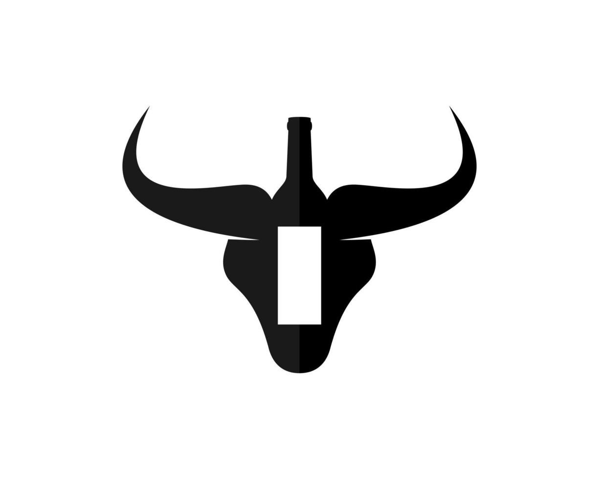 Simple bull head with wine bottle inside vector