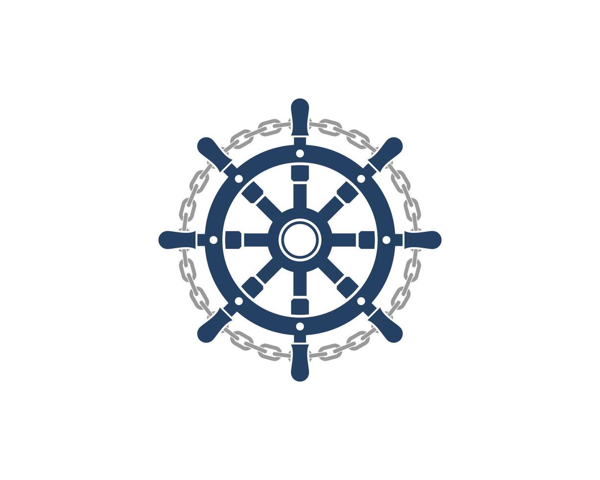 Ship steering wheel with circle chain illustration vector