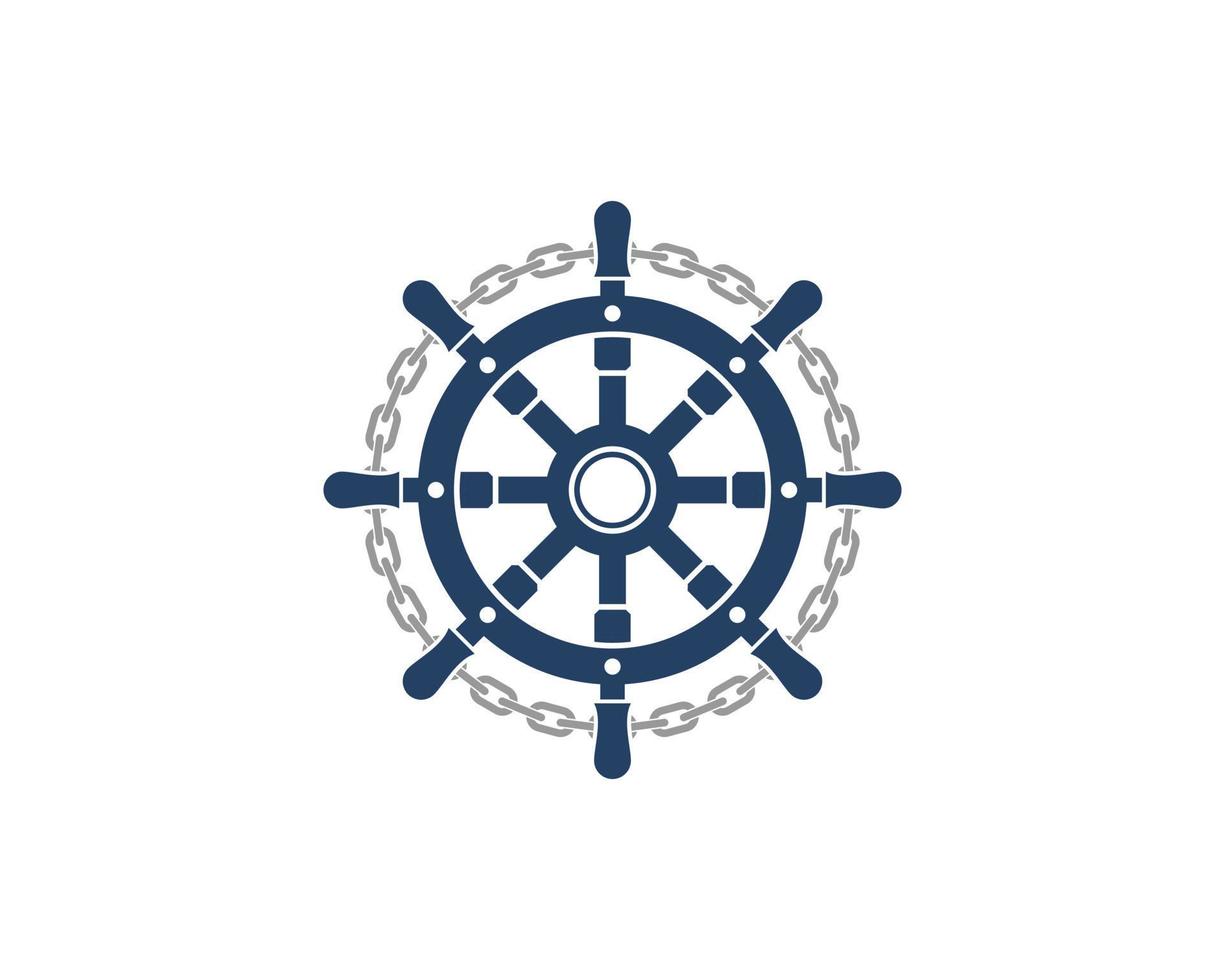 volante de barco con ilustración de cadena circular vector