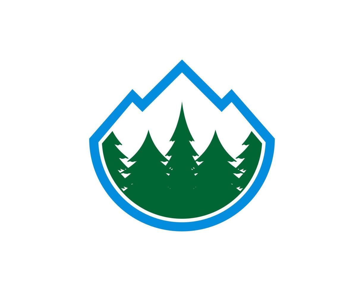 Mountain outline with pine forest inside vector
