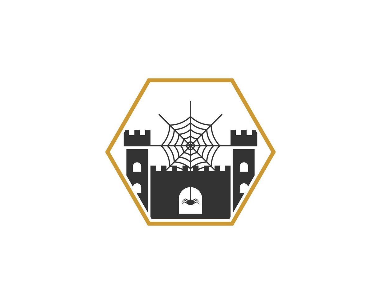 Fortress with spider web in the middle vector