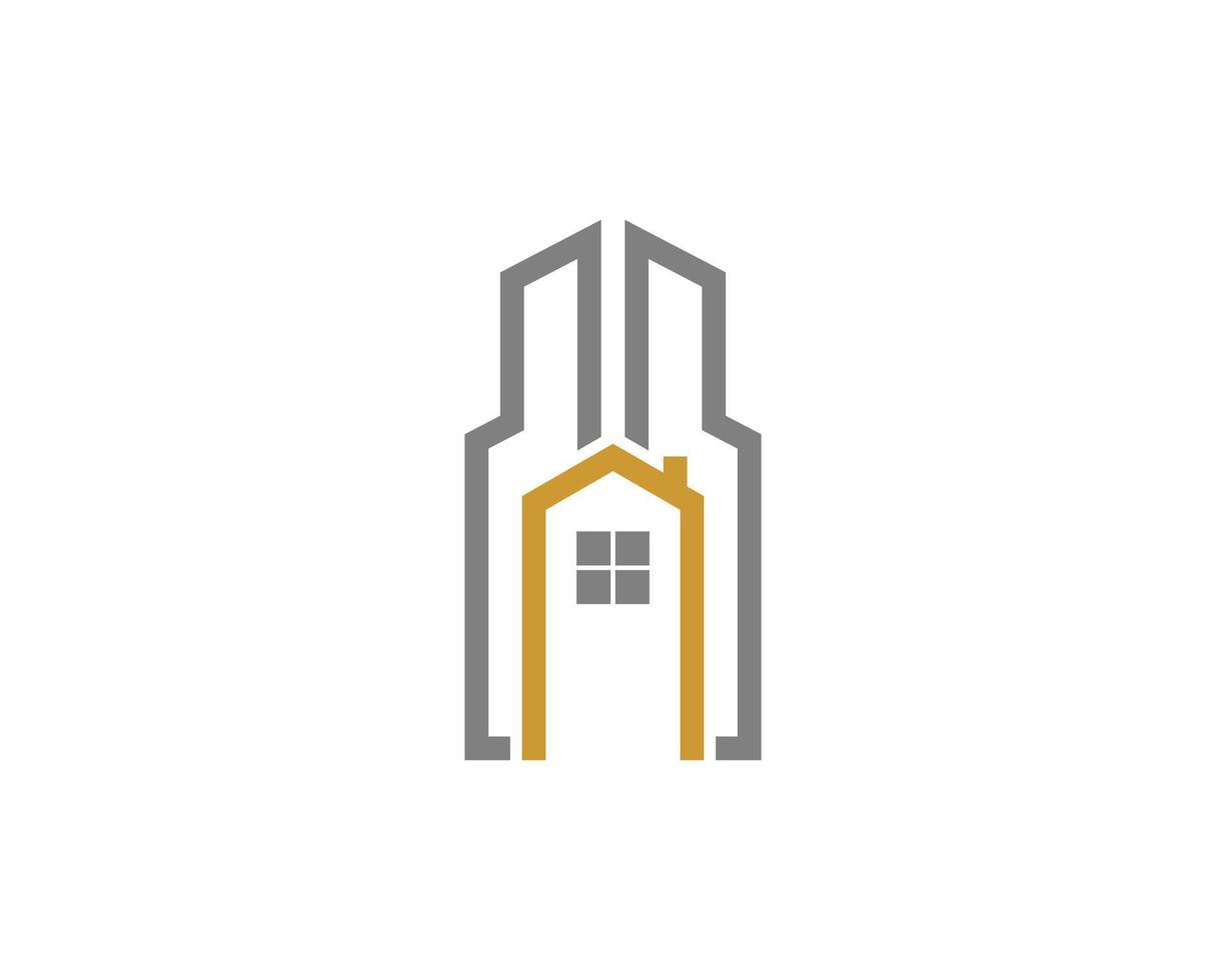 House and building with line logo vector