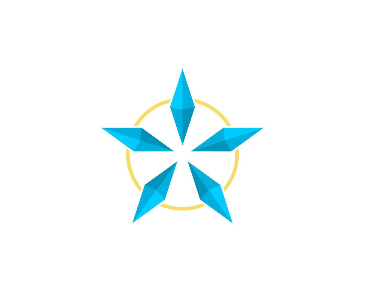 Diamond gems forming a star shape logo vector