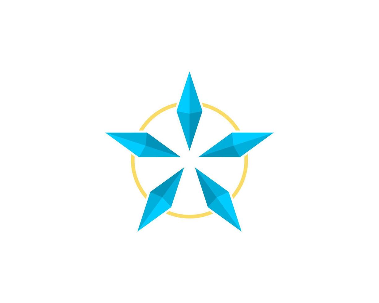 Diamond gems forming a star shape logo vector