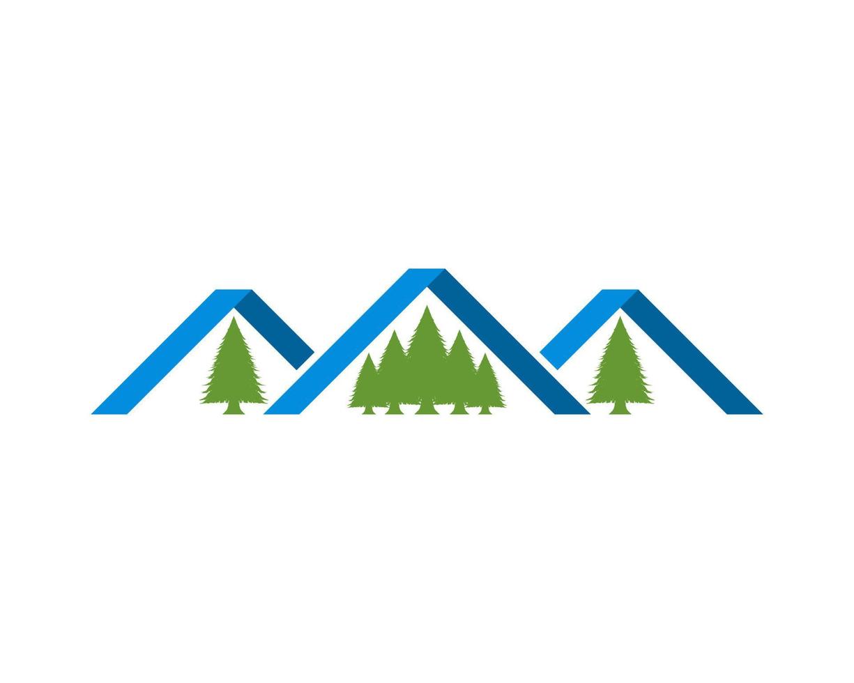Simple mountain with pine forest inside vector