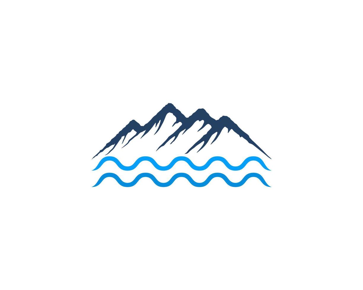 Blue mountain on the water logo vector