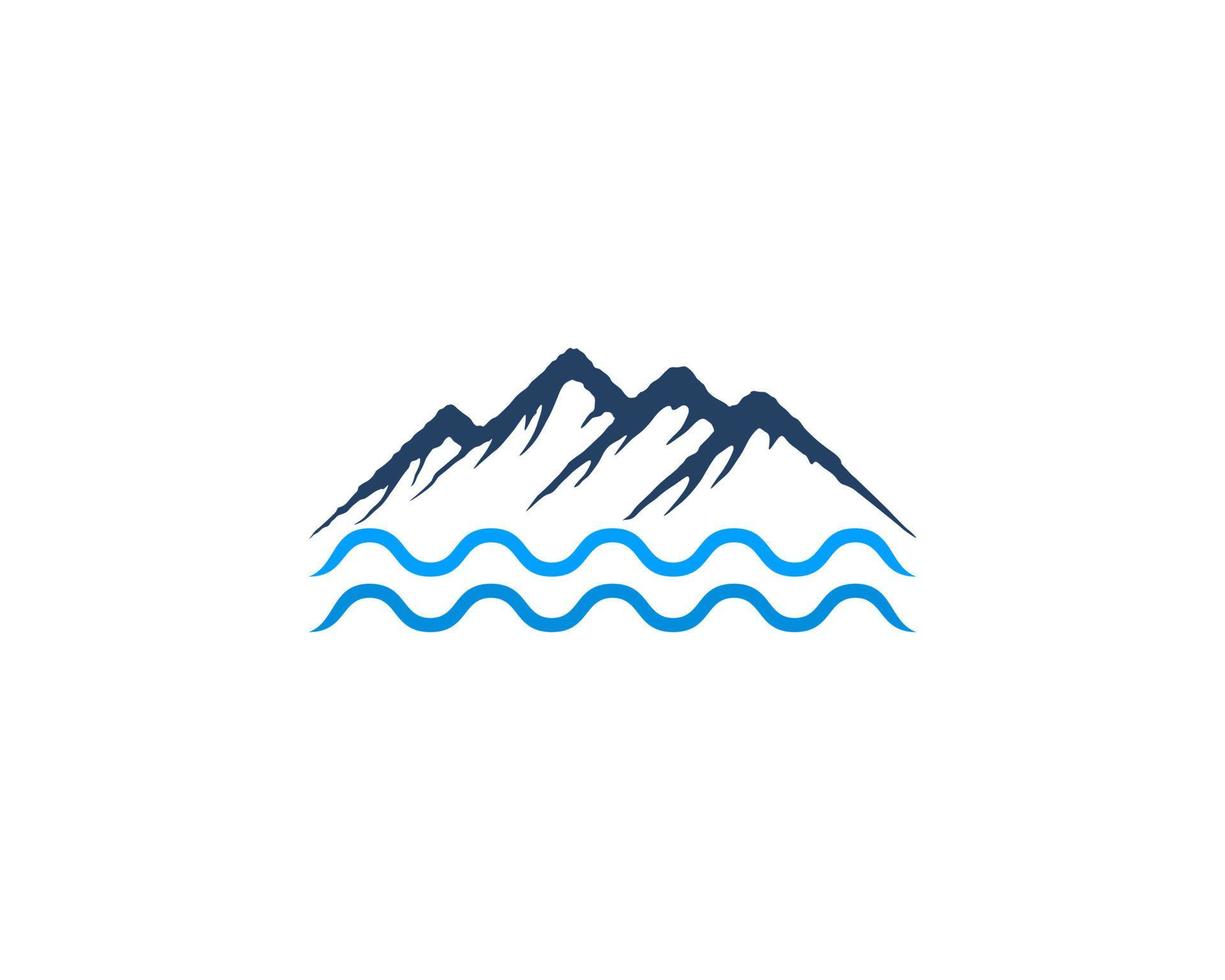 logotipo de la montaña azul en el agua vector