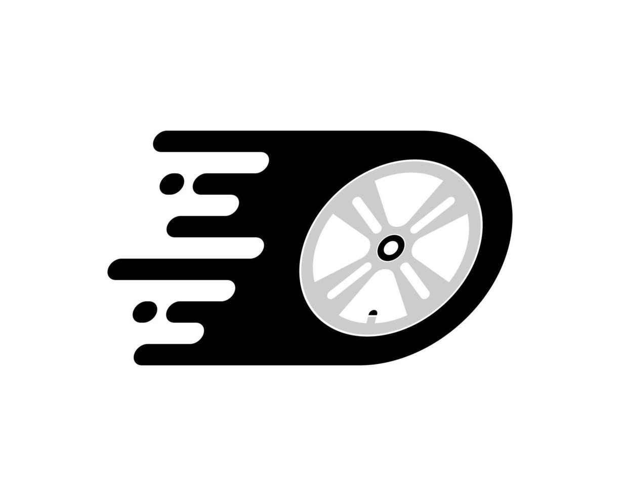 Black car wheel with fast symbol vector