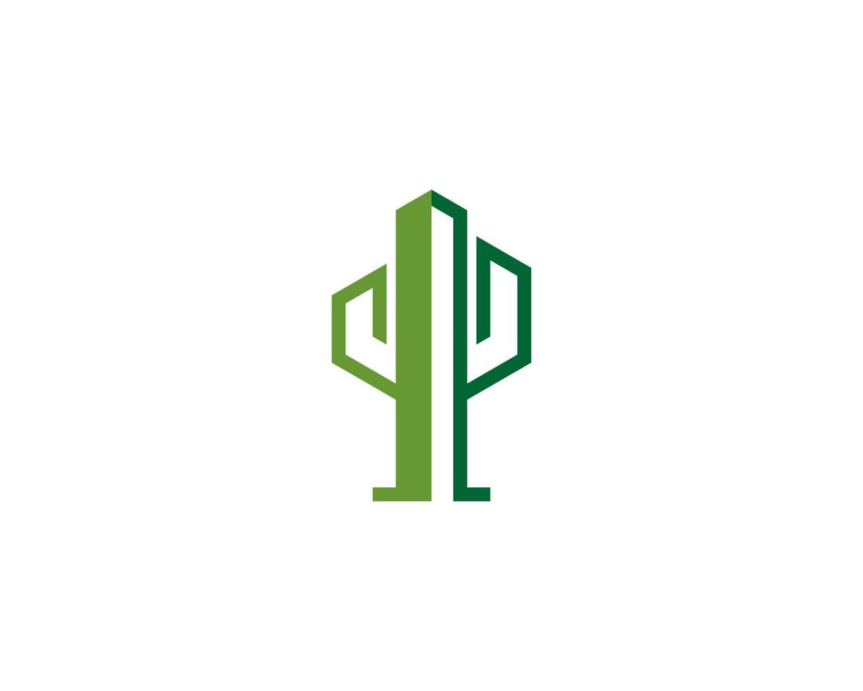 Combination cactus with city building vector