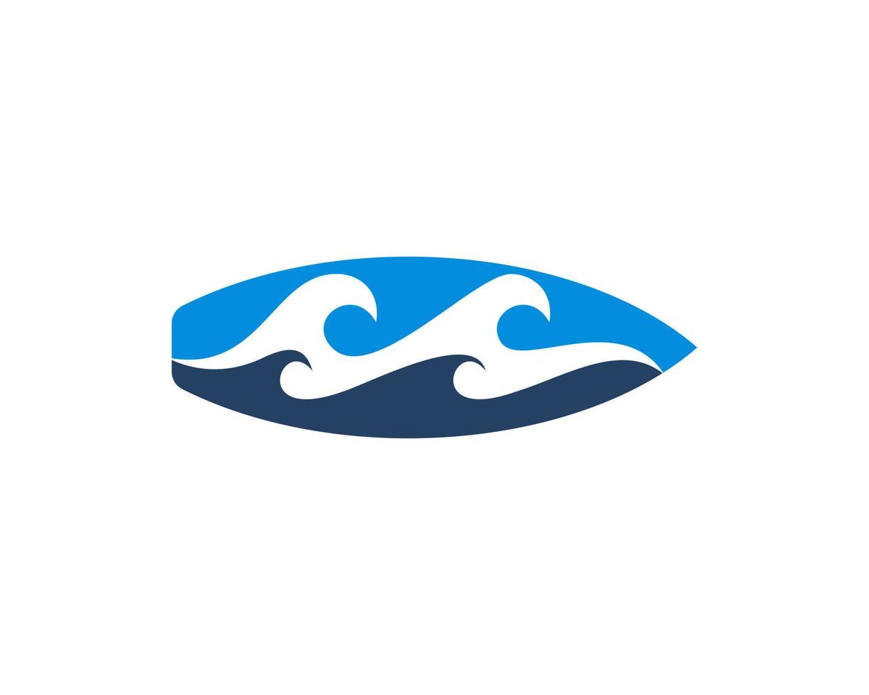 Sea wave in the surfing board logo vector