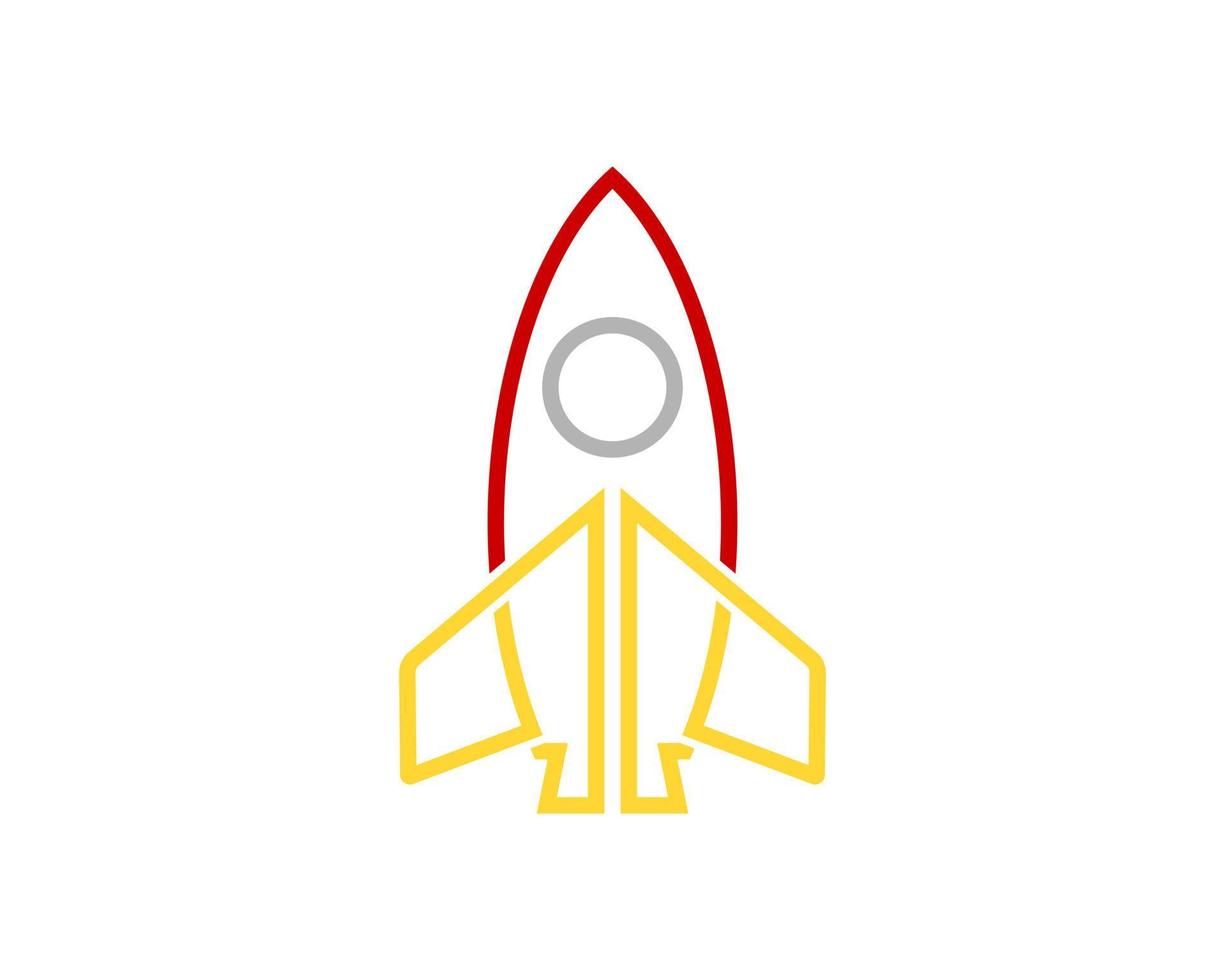 Technological rocket with outline style vector