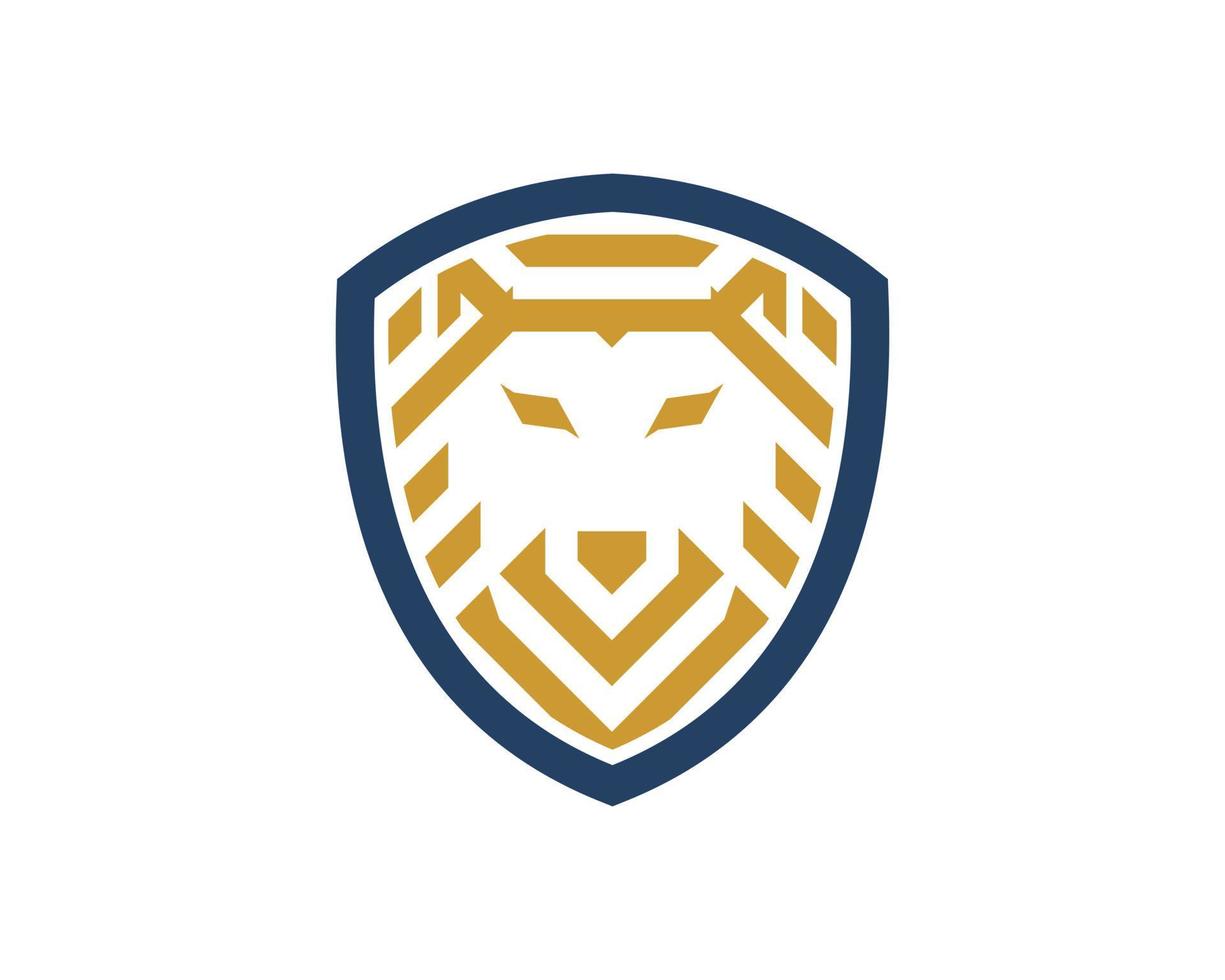 Simple shield with stripes lion head inside vector