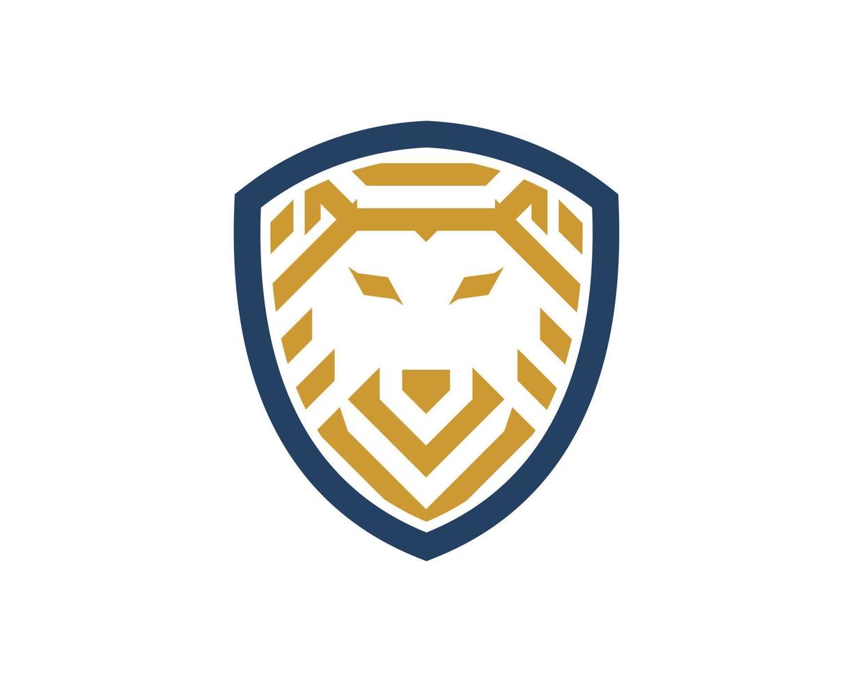 Simple shield with stripes lion head inside vector