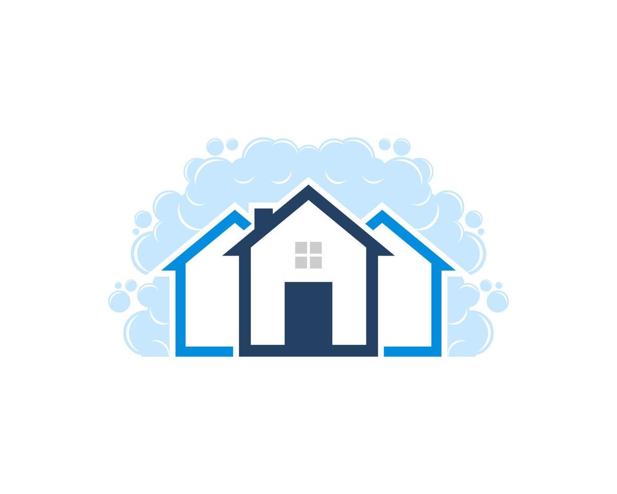 Abstract soap foam with simple house inside vector