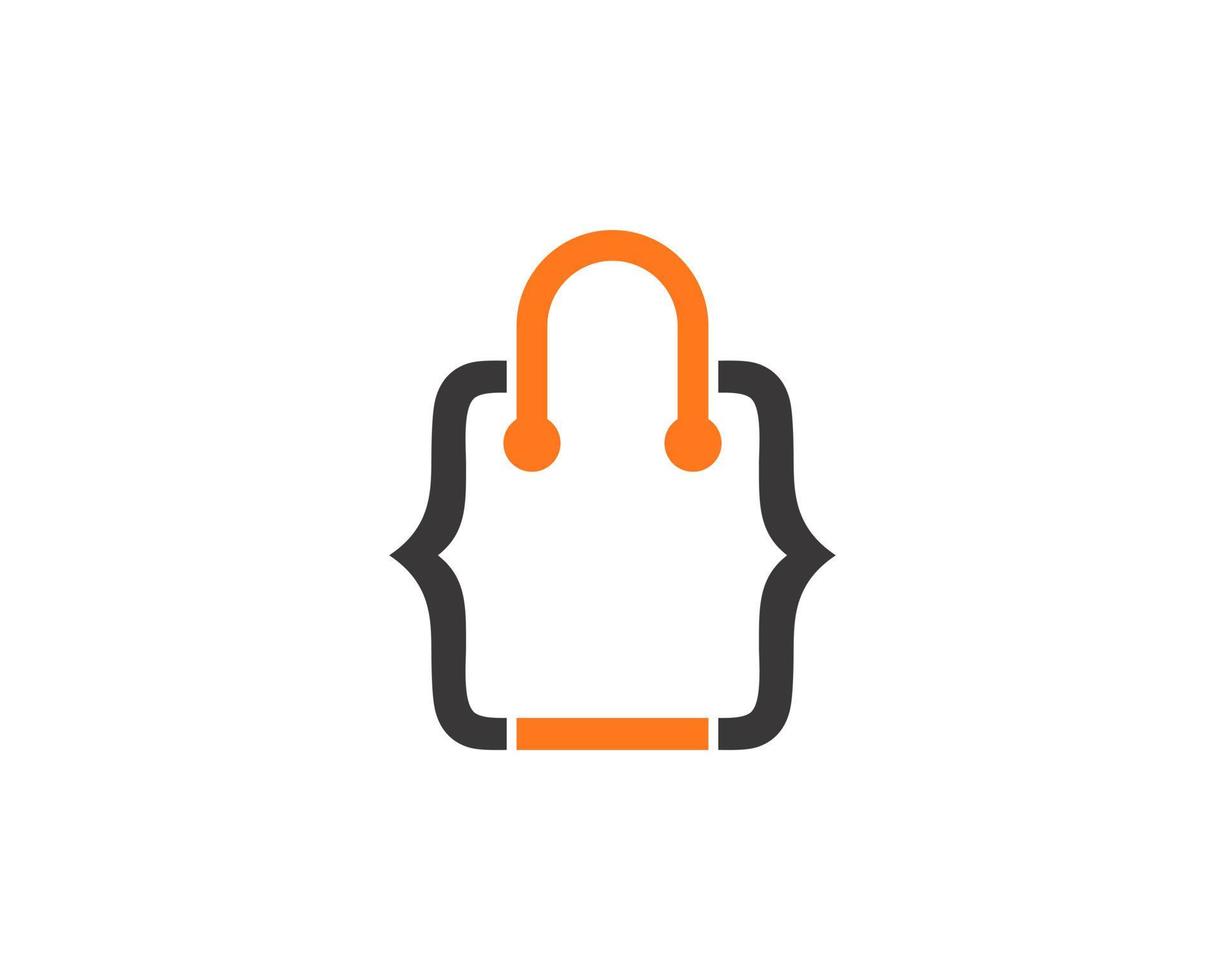 Combination code symbol with shopping bag shape vector