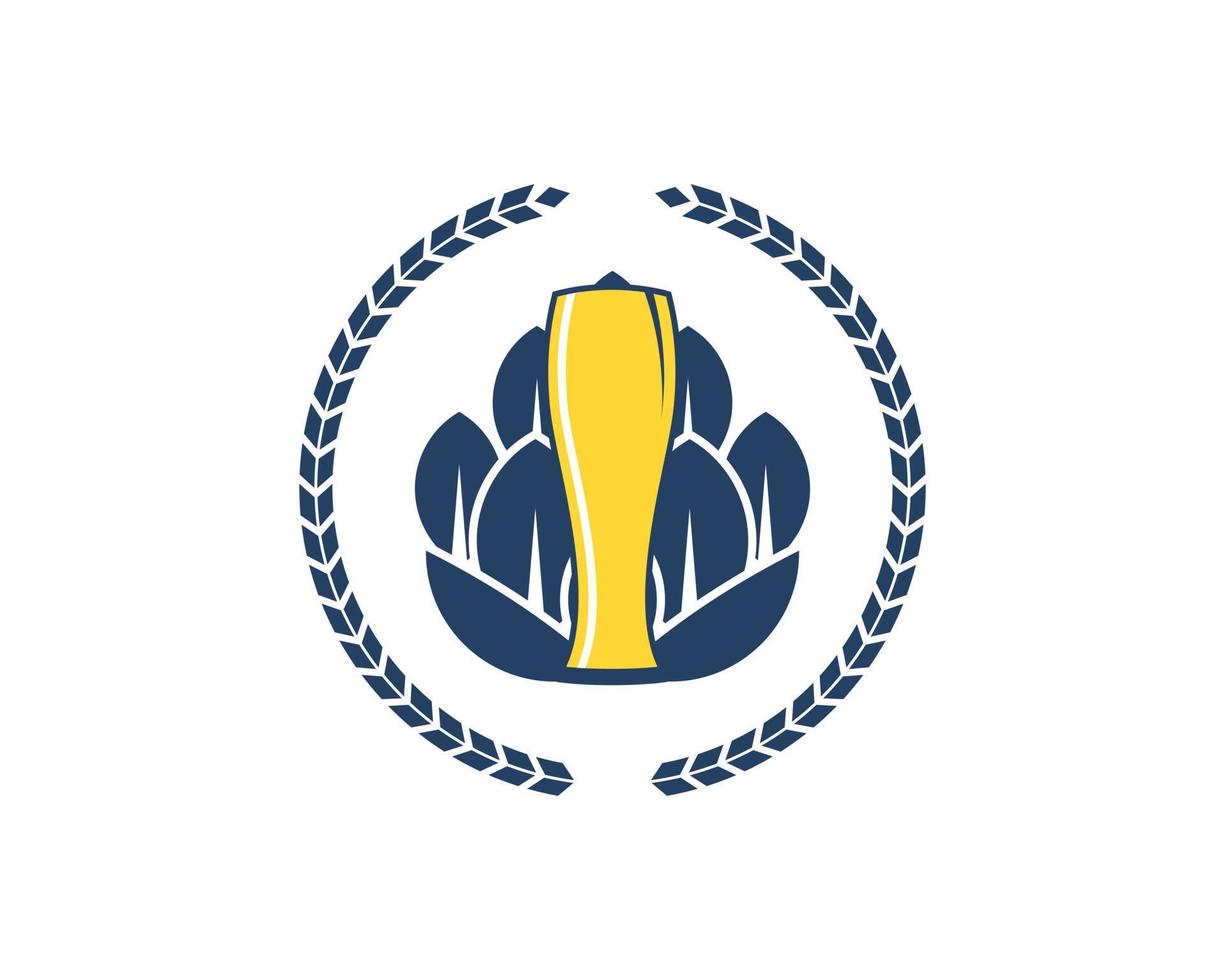Circular wheat with beer glass and beer hops inside vector