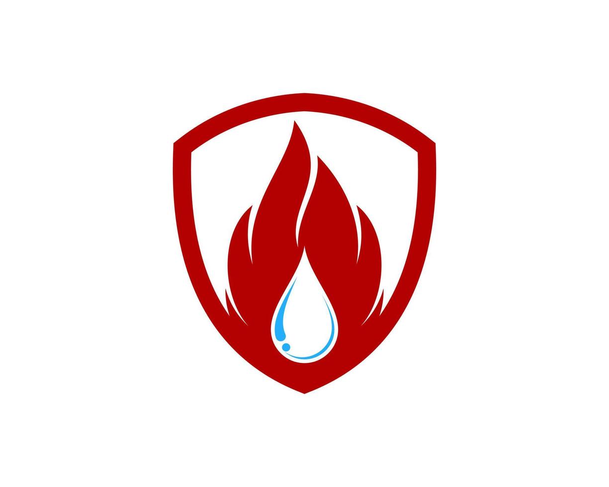 Simple shield with fire and water inside vector