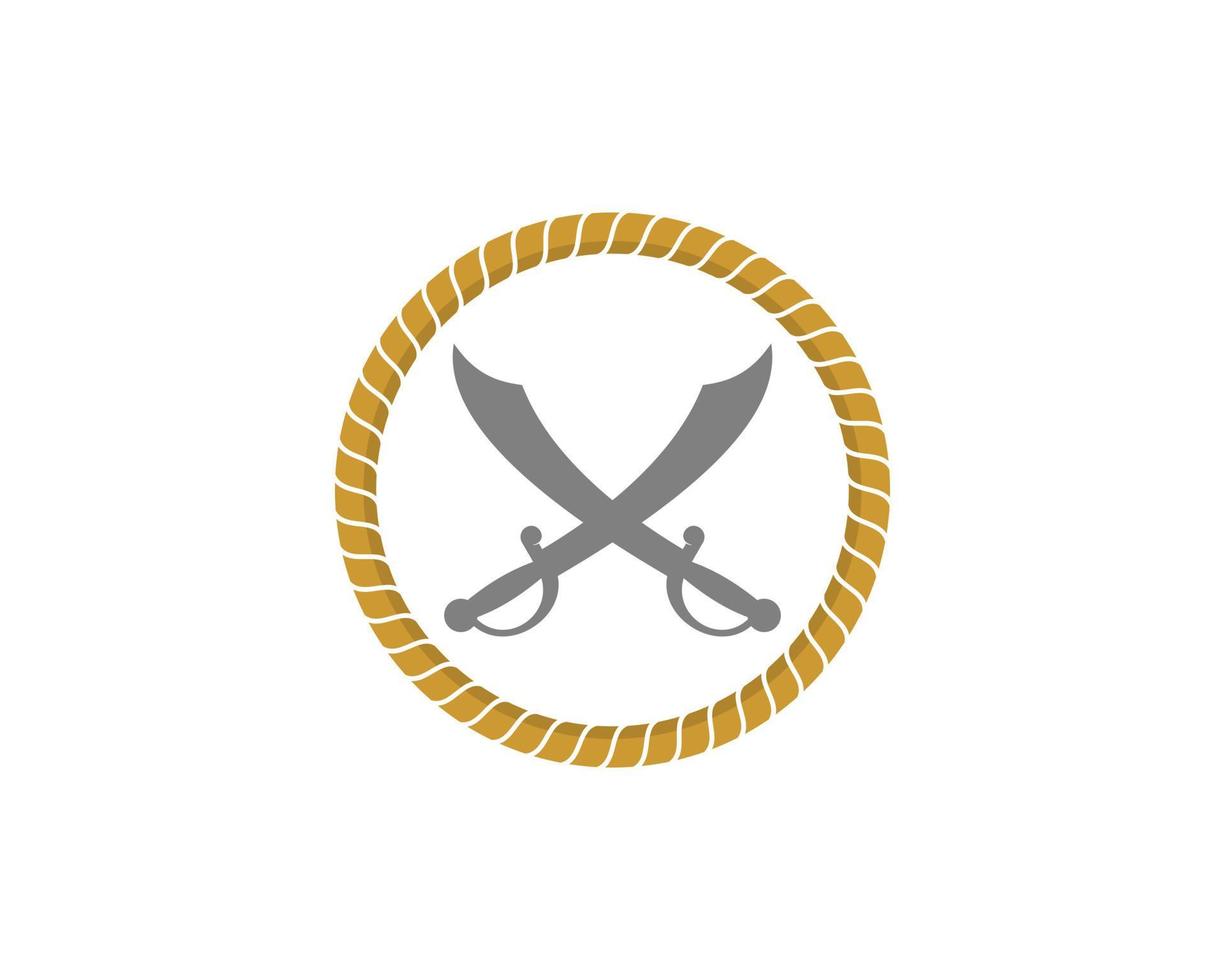 Pirates sword crossed in the circle rope vector