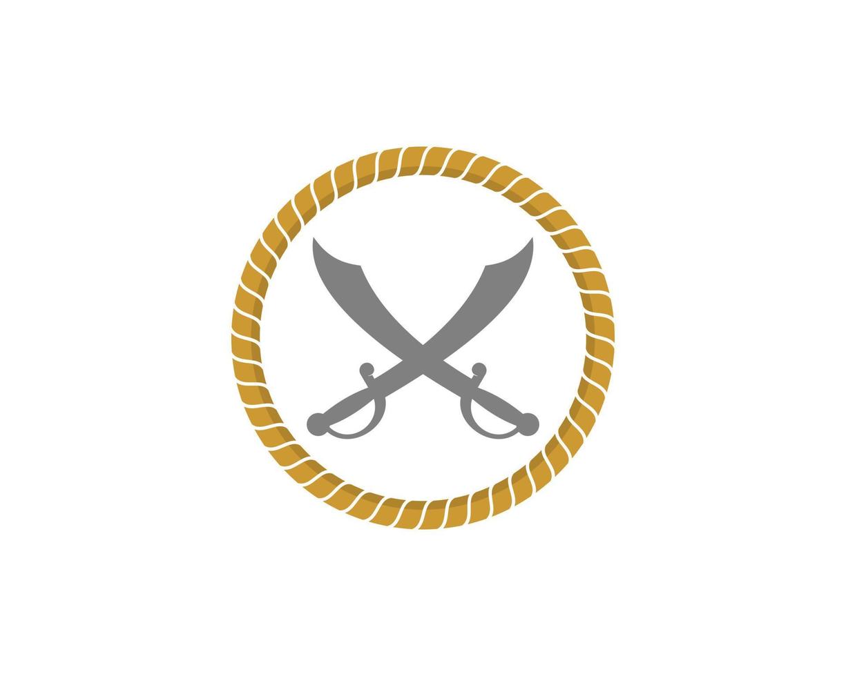 Pirates sword crossed in the circle rope vector