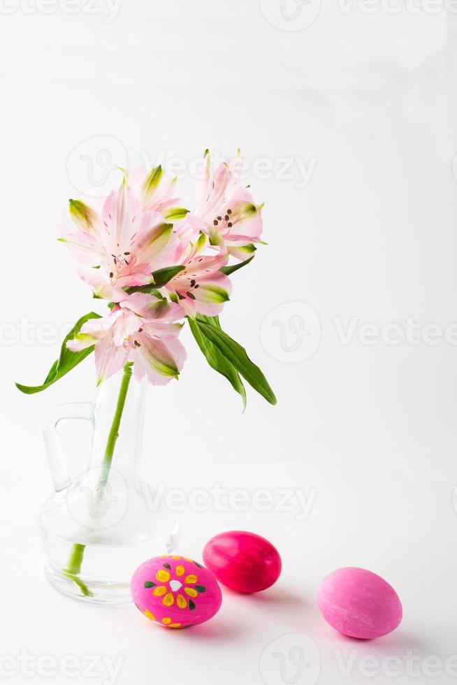 Easter hand-painted pink eggs photo