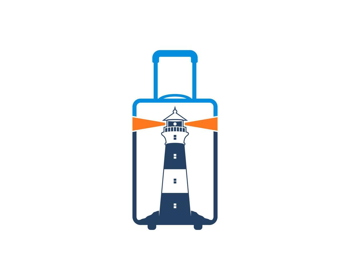 Travel bag with lighthouse in the middle vector
