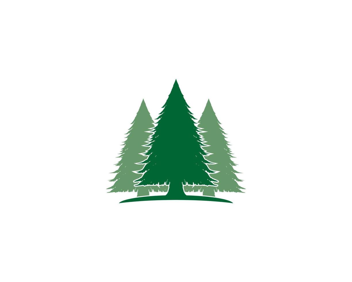 Three pines tree illustration logo vector