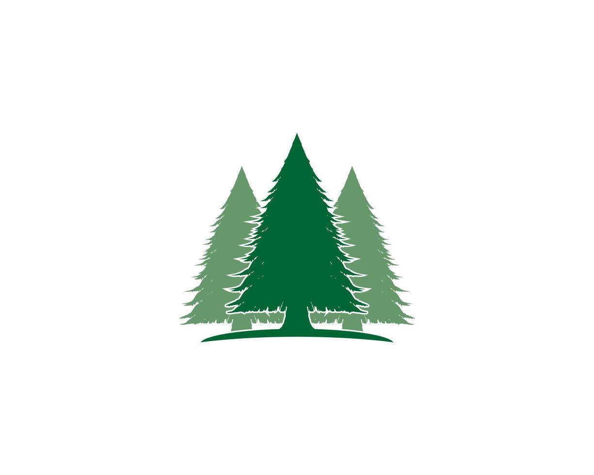 Three pines tree illustration logo vector