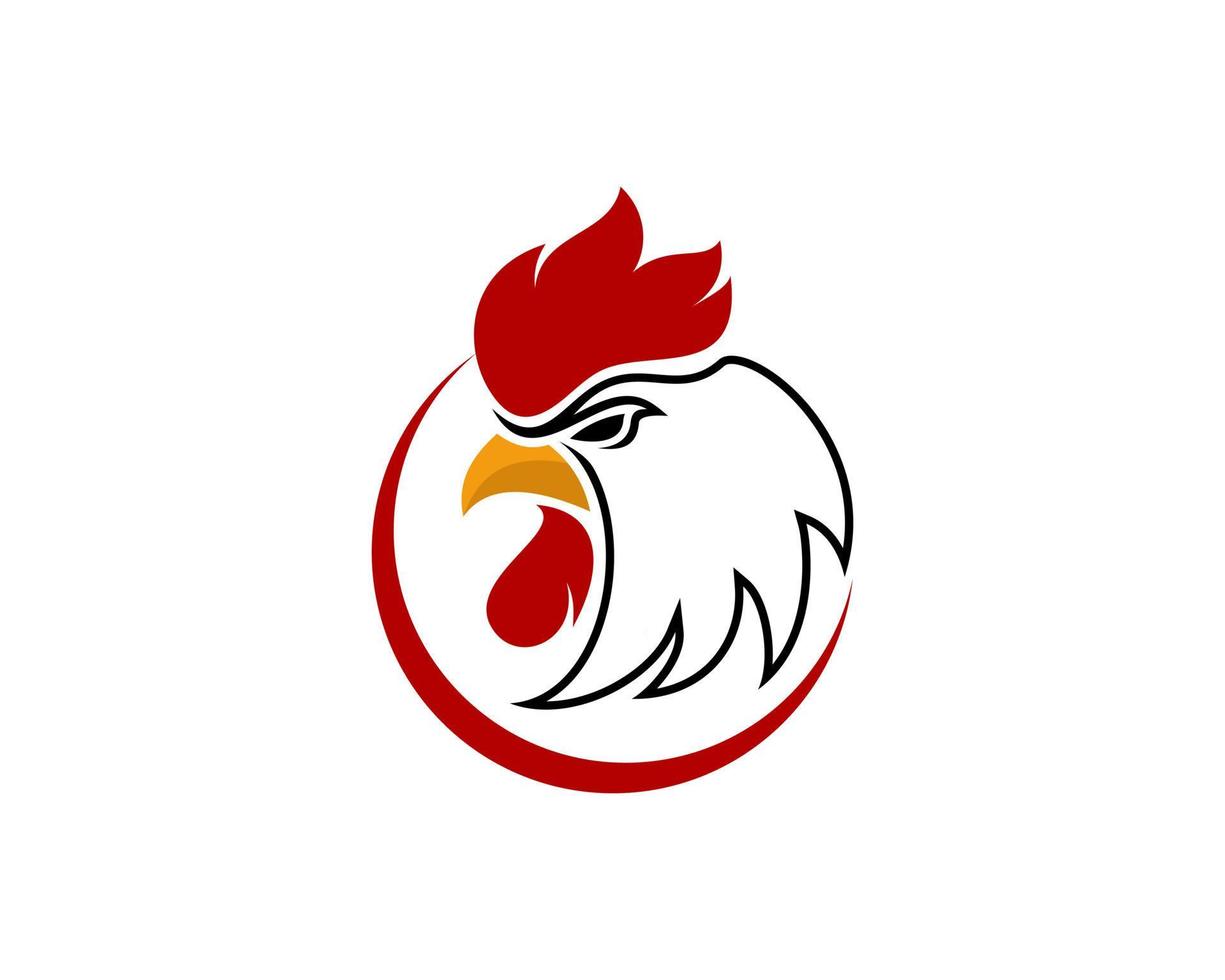 Rooster head in the circle logo vector