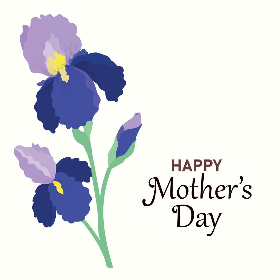 Happy Mother's Day with iris vector