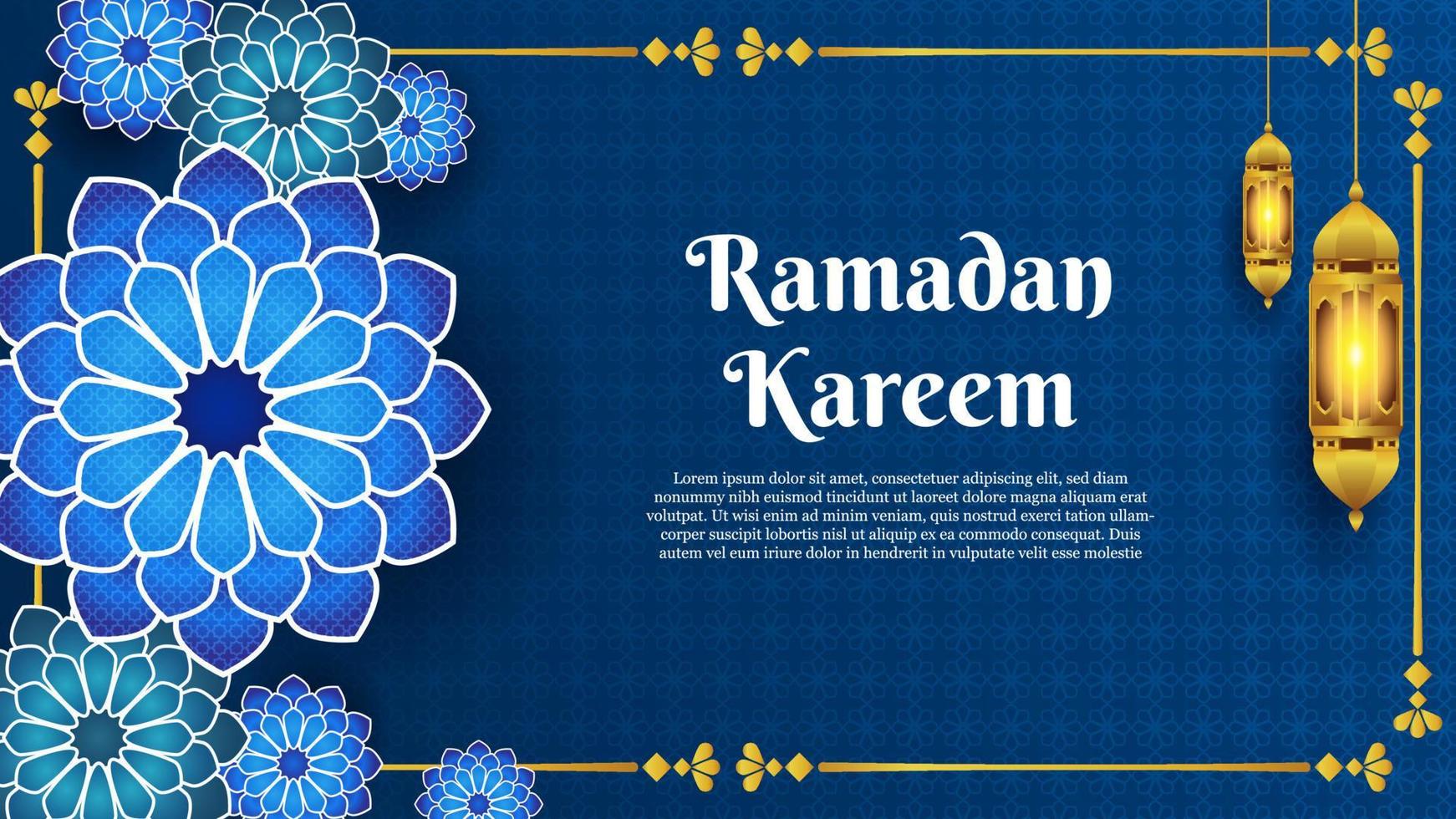 ramadan kareem background template with golden lantern and decorative design vector