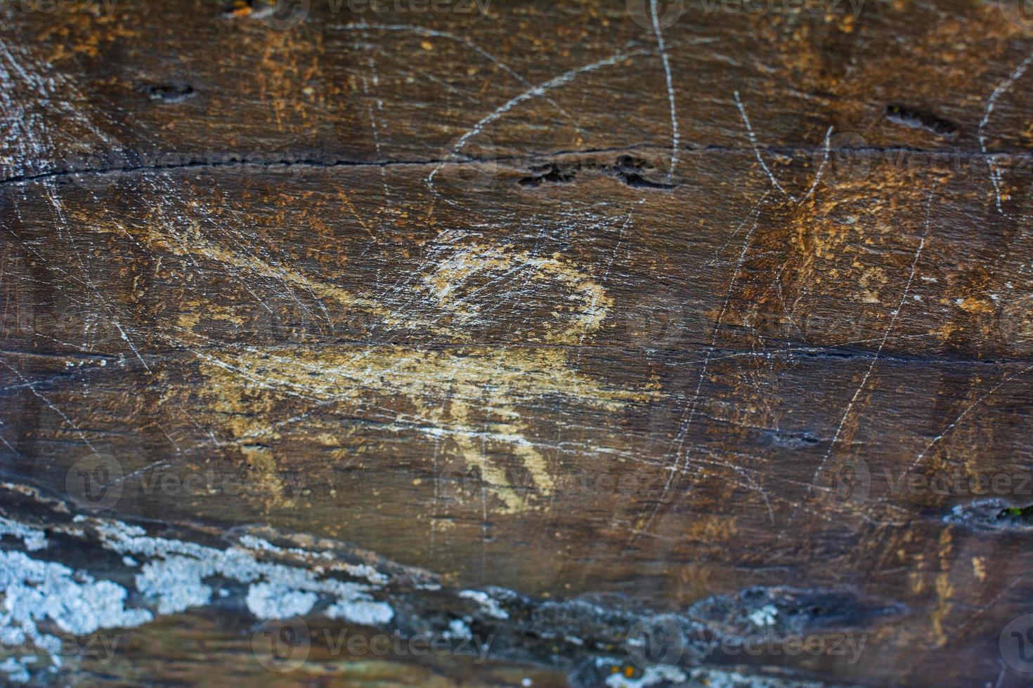 Petroglyphs carved in rocks photo