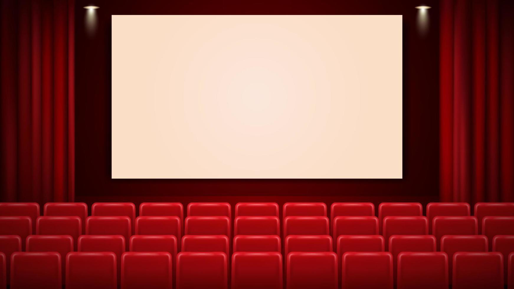 Cinema mockup with blank white screen. template background. vector