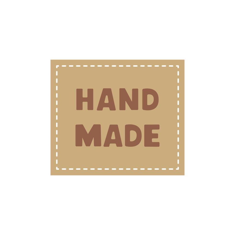 Trendy minimal square kraft paper label or sticker for hand made products isolated on white background. Vector organic simple illustration