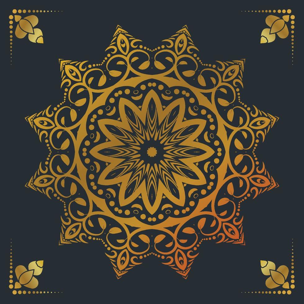 Fondo de diseño de mandala ornamental de lujo en color dorado. vector