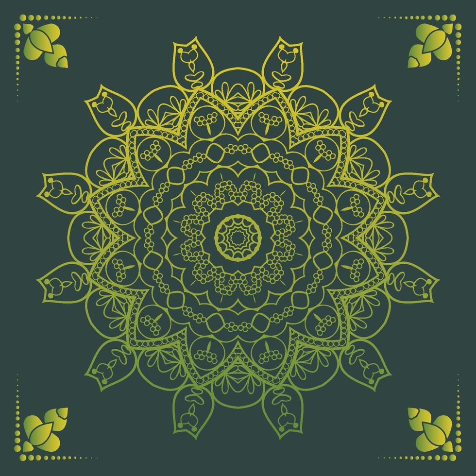 Luxury ornamental mandala design background in gold color vector