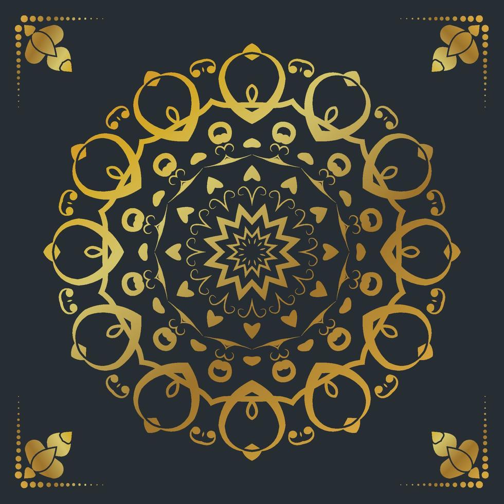 Luxury ornamental mandala design background in gold color vector