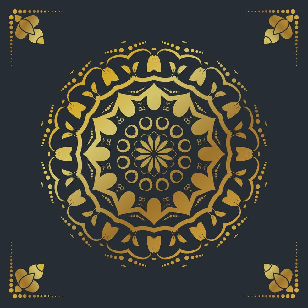 Luxury ornamental mandala design background in gold color vector