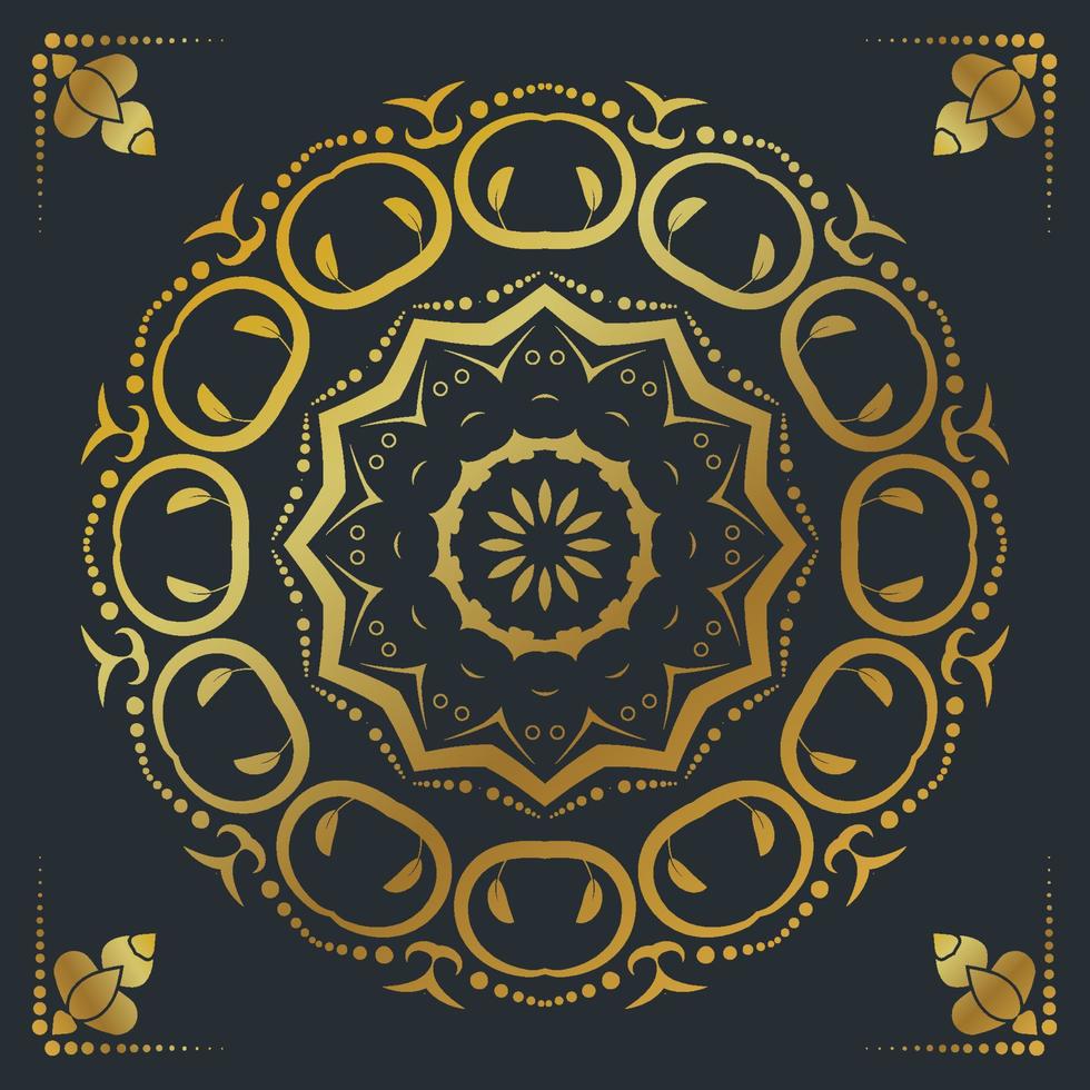 Luxury ornamental mandala design background in gold color vector