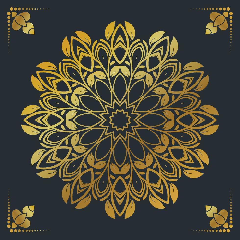 Fondo de diseño de mandala ornamental de lujo en color dorado. vector